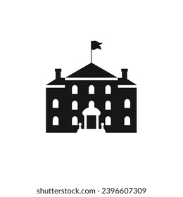 Construyendo un sencillo logotipo de icono blanco y negro plano, que recuerda a la Casa Blanca, Landmark City Simple Flat BW.