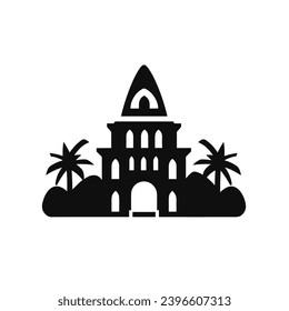 Building simple flat black and white icon logo, reminiscent of Tikal, house Urban Logo Flat Black and White.