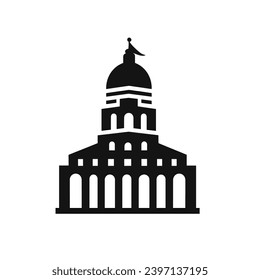 Building simple flat black and white icon logo, reminiscent of Leaning Tower of Pisa, Culture Tourism Vector Silhouette Monochrome.