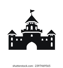 Building simple flat black and white icon logo, reminiscent of Great Wall of China, Modern Travel Silhouette Simple Monochrome.