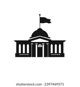 Building simple flat black and white icon logo, reminiscent of Parthenon, Travel City Vector Flat BW.