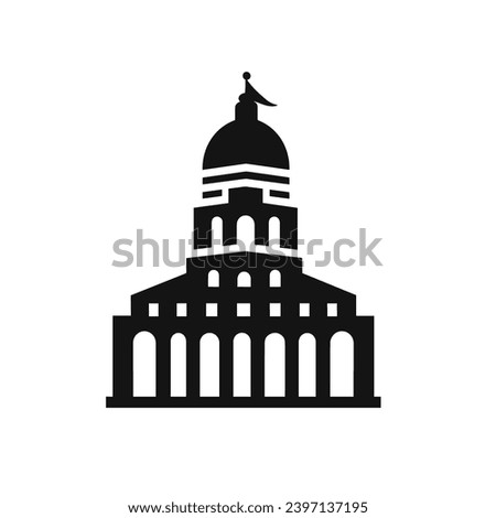 Building simple flat black and white icon logo, reminiscent of Leaning Tower of Pisa, Culture Tourism Vector Silhouette Monochrome.