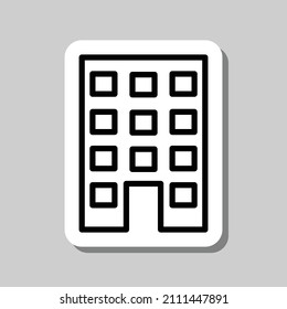 Building simple icon vector. Flat desing. Sticker with shadow on gray background.ai