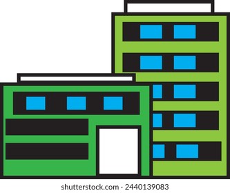 Edificio. Icono de color vectorial simple