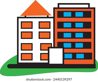 Building. Simple Vector Color Icon