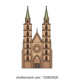 Building single icon in cartoon style.Building, vector symbol stock illustration web.