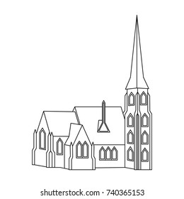 Building, single icon in outline style.Building, vector symbol stock illustration web.