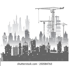 Building site with cranes. City background
