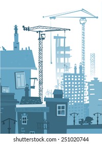Building site with cranes. City background