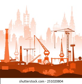 Building site with cranes. City background