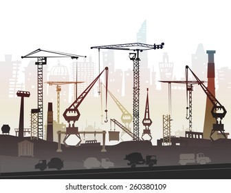  Building site with cranes. City background