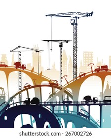 Building site with cranes. City background