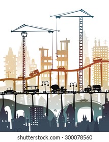 Building site with cranes. City background