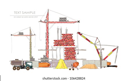 building site with cranes "Happy world" collection