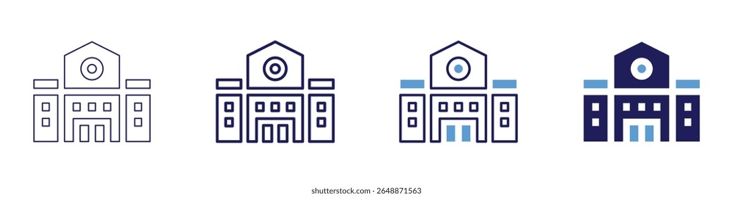 Icono de sitio de construcción en 4 estilos diferentes. Línea delgada, línea, línea en negrita, duotono. Estilo duotono. Trazo editable.