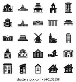 Building site icons set. Simple set of 25 building site vector icons for web isolated on white background
