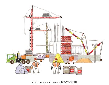 building site illustration HAPPY WORLD COLLECTION