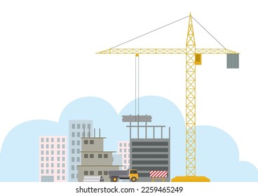 Edificio en construcción con grúas y máquinas