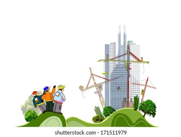 Building site view illustration