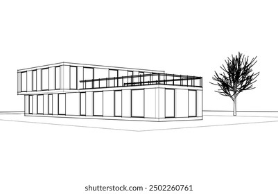Building sketch architectural 3d illustration