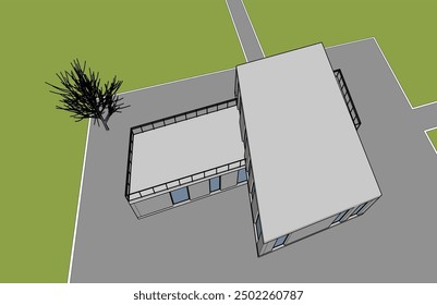 Building sketch architectural 3d illustration