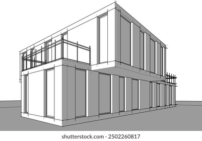 Building sketch architectural 3d illustration