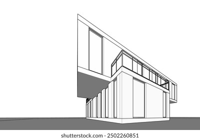 Building sketch architectural 3d illustration