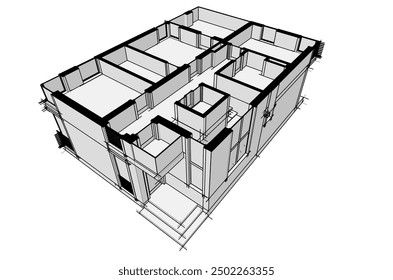 Building sketch architectural 3d illustration