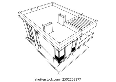 Building sketch architectural 3d illustration