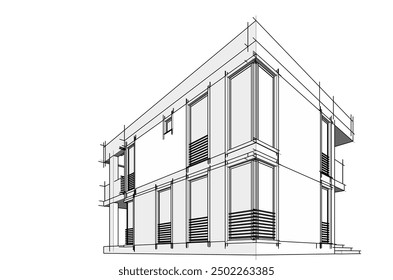 Building sketch architectural 3d illustration