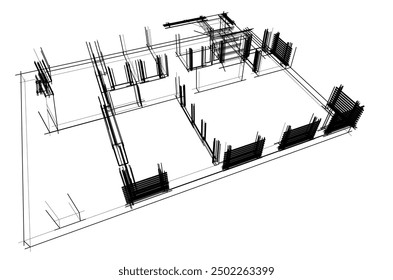 Building sketch architectural 3d illustration