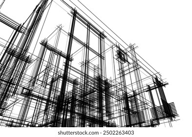 Building sketch architectural 3d illustration