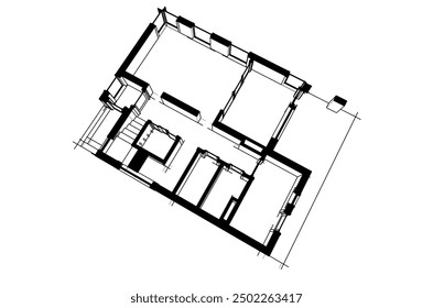 Building sketch architectural 3d illustration