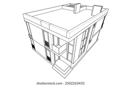 Building sketch architectural 3d illustration