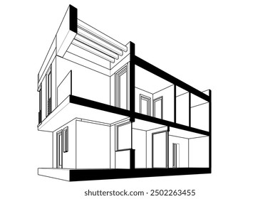 Building sketch architectural 3d illustration