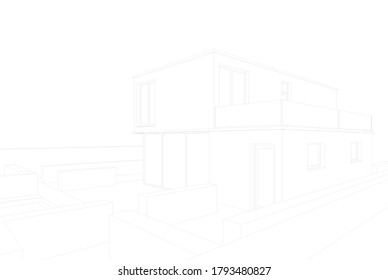 building sketch architecture 3d illustration