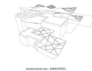 building sketch architecture 3d illustration