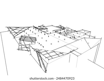 building sketch architecture 3d illustration