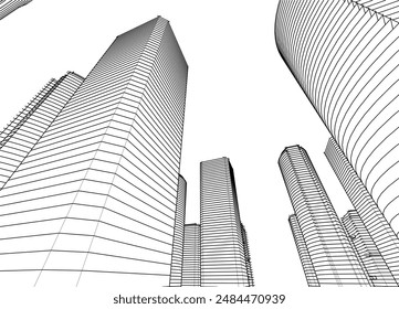 building sketch architecture 3d illustration