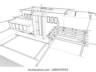 building sketch architecture 3d illustration