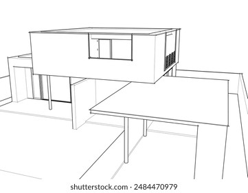 building sketch architecture 3d illustration