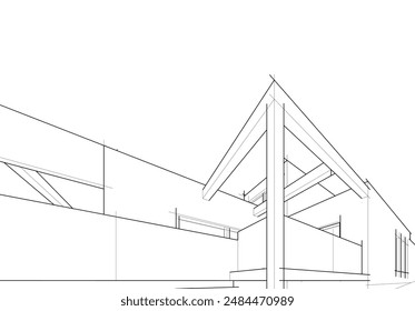 building sketch architecture 3d illustration