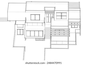 building sketch architecture 3d illustration