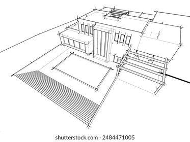 building sketch architecture 3d illustration