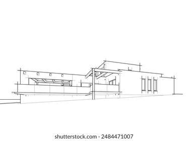 building sketch architecture 3d illustration