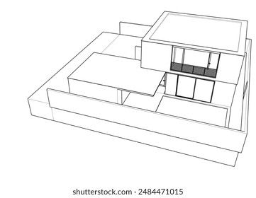 building sketch architecture 3d illustration