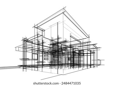building sketch architecture 3d illustration
