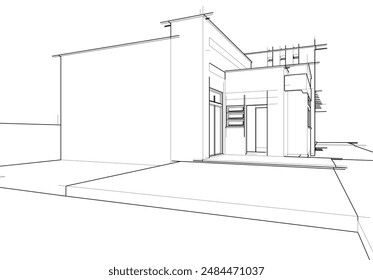 building sketch architecture 3d illustration