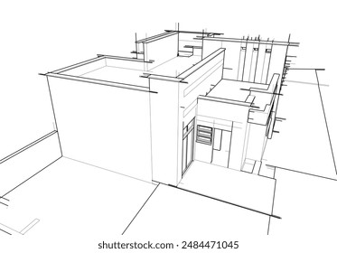 building sketch architecture 3d illustration