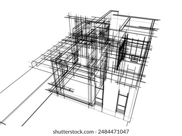 building sketch architecture 3d illustration